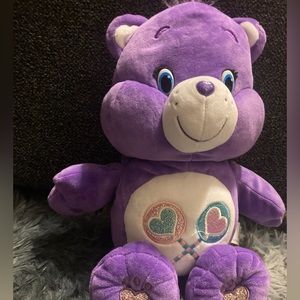 SHARE Bear Large 21" Care Bear Purple Plush with Heart Lollipop Stuffed Read